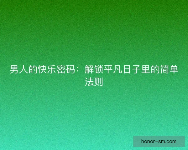 男人的快乐密码：解锁平凡日子里的简单法则
